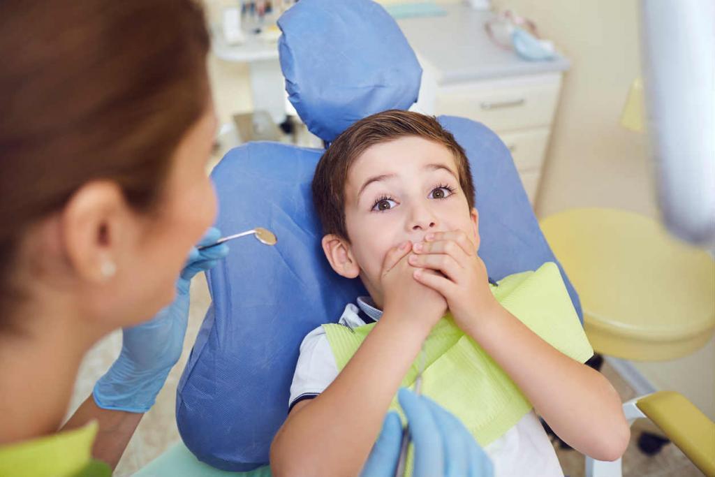 child scared at dentist's office