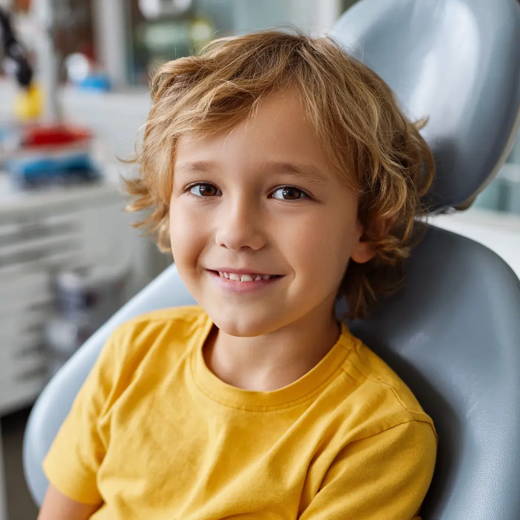 Smiling child in a dental chair after sedation dentistry in St. Peters, MO